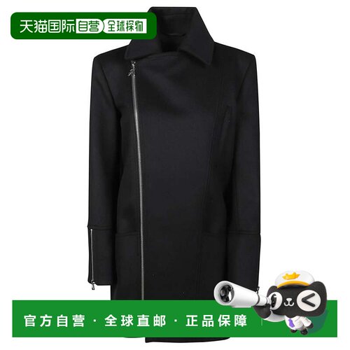 自营patrizia pepe羊毛混纺不对称大衣-黑色 美国奥莱直发