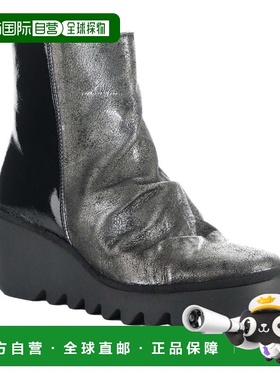 自营FLY London Baan Leather & Patent Boot - black 美国奥莱直