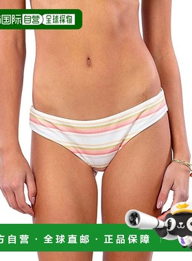 自营 Rip Curl Beach Botanica Bottom女式白色条纹弹力厚脸皮ERK
