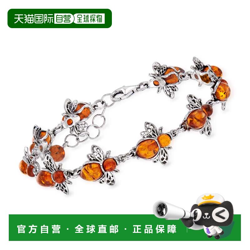 自营Ross-Simons Amber Bumblebee Bracelet in Sterling Silver