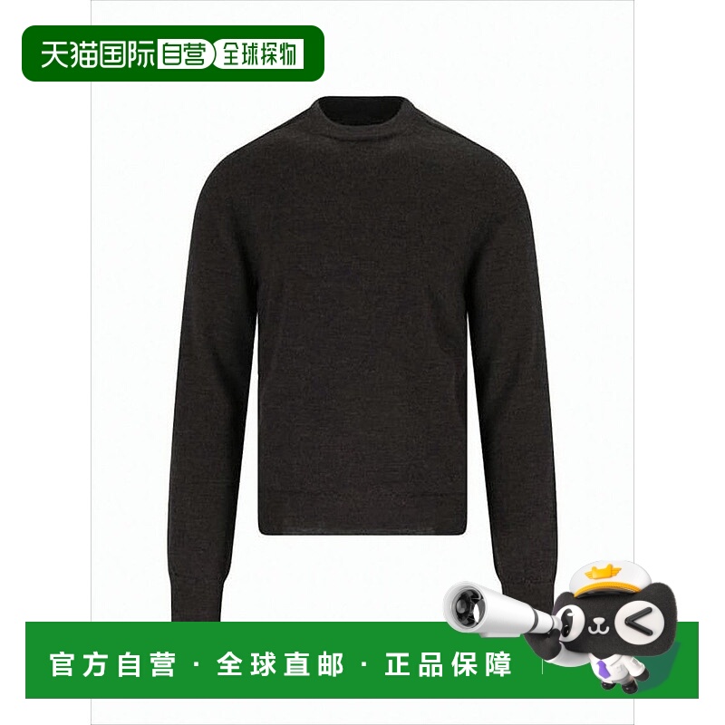 自营maison margielaBrown Wool Sweater With Suede Elbow Patch