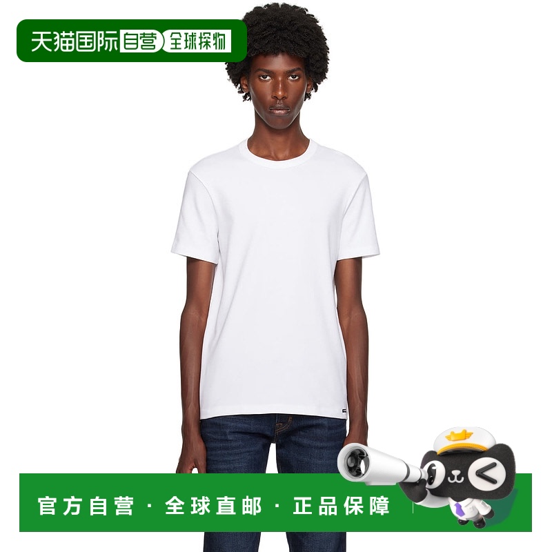 1h可退 香港直邮潮奢 Tom Ford 汤姆 福特 男士 白色圆领 T 恤 T4