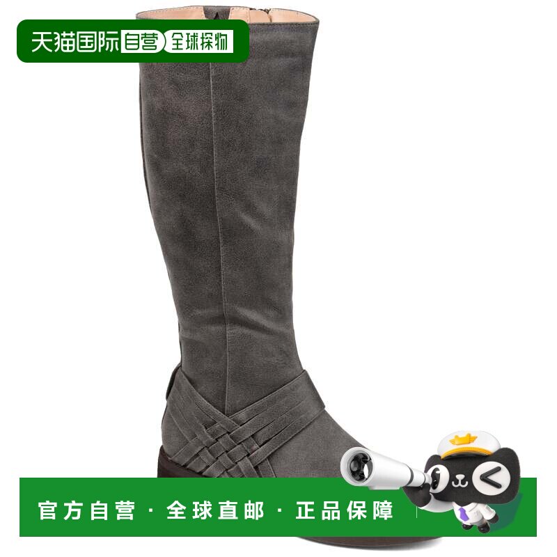 自营 Journee Collection宽款小牛女式梅格靴-灰色 美国奥莱直发
