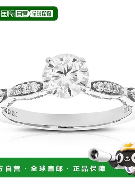 自营 vir jewels1 克拉圆形实验室培育钻石订婚戒指 11 颗宝石 14