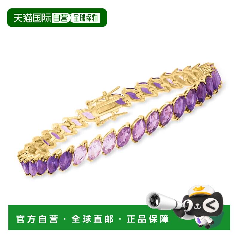 自营Ross-Simons Ombre 紫水晶网球手链 18kt 金纯银 - 7 英寸 美