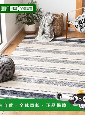 自营Safavieh 条纹 Kilim 系列 STK502A - 象牙色 / 海军蓝 【美