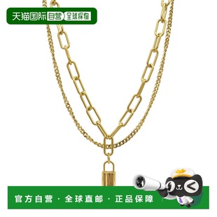 自营 adornia耐锈蚀 14k 镀金多层回形针锁链项链 - 金色 美国奥