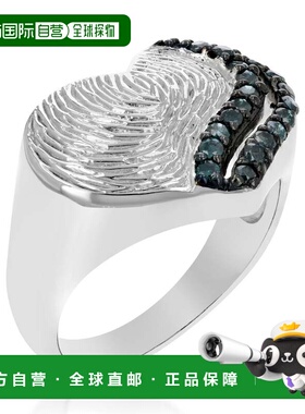 自营vir jewels 1/3 cttw 蓝色钻石心形戒指 .925 纯银配铑 - 银