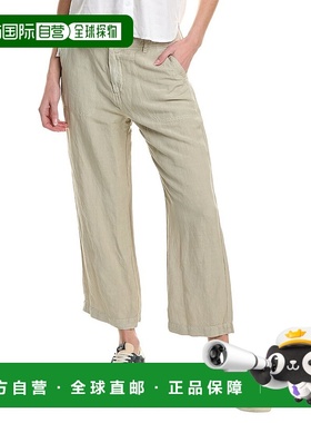 自营 Bella Dahl Blakely 实用亚麻混纺阔腿九分裤 - 绿色 美国奥
