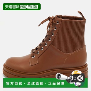 自营Gianvito Rossi Brown Leather Martis Combat Boots - brown