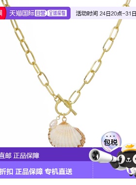 自营adornia14k Gold Plated Freshwater Pearl Shell Toggle Nec