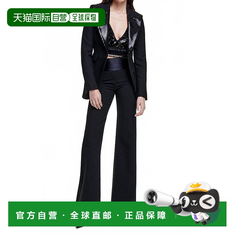 自营smytheCumberbund Wide Leg Pants In Black Pique - black p