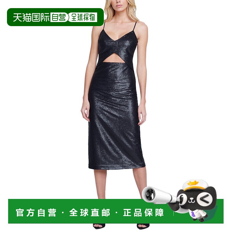 自营 l'agence代理女性亮片剪裁连衣裙-黑色 美国奥莱直发性感
