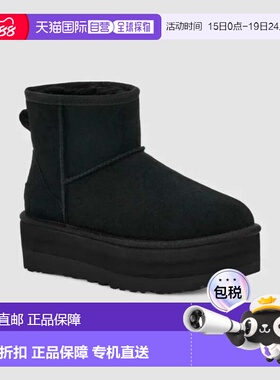 自营Women's UGG Classic 1134991-BLK Black Suede Platform Ank