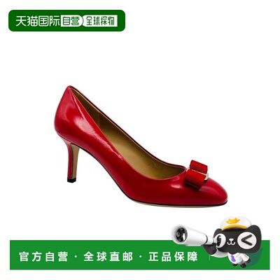 自营Salvatore Ferragamo 女士皮革蝴蝶结高跟鞋 - 红色 美国奥莱