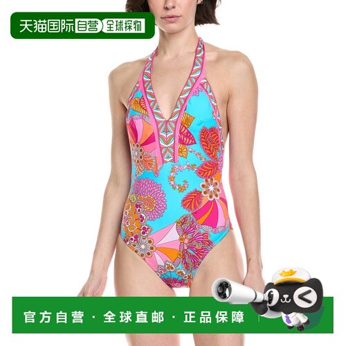 自营Trina Turk Plunge One-Piece - blue 美国奥莱直发