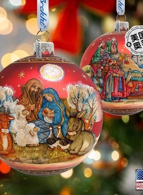 g. debrekhtDesignocracy Story of Nativity Glass Ornament，手
