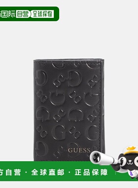 自营guessDebossed Logo Trifold Wallet - black snakeskin 美国