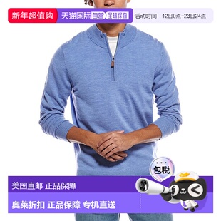 自营Mette Merino Wool 1/4-Zip Mock Neck Sweater - blue 美国