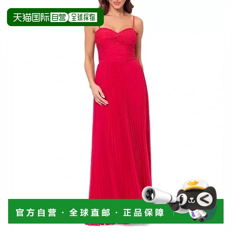 自营 xscapeWomen's Rushed Pleated Gown In Red - red 美国奥莱