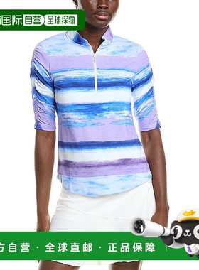 自营IBKUL Ruched Elbow Length Sleeve Top - blue 美国奥莱直发