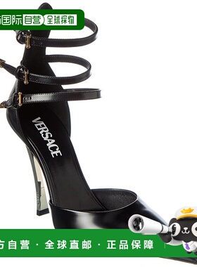 自营 Versace Pin Point 皮革高跟鞋 - 黑色 美国奥莱直发范思哲