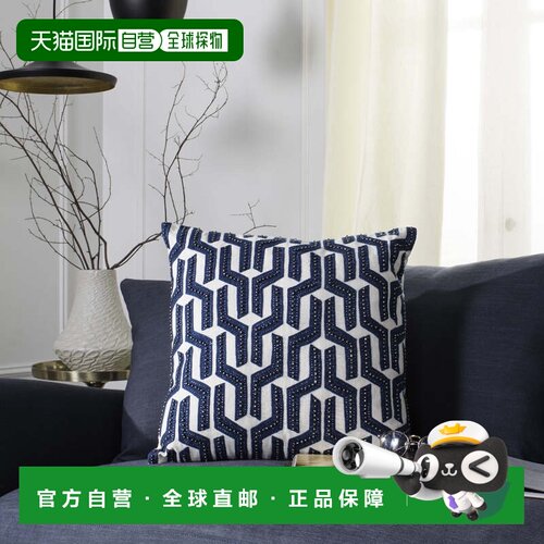 自营Safavieh Chauncy 枕头 - 海军蓝 / 白色 美国奥莱直发