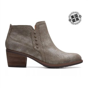 灰褐色金属短靴 clarks女式 美国奥莱 Neva 灰褐色金属色