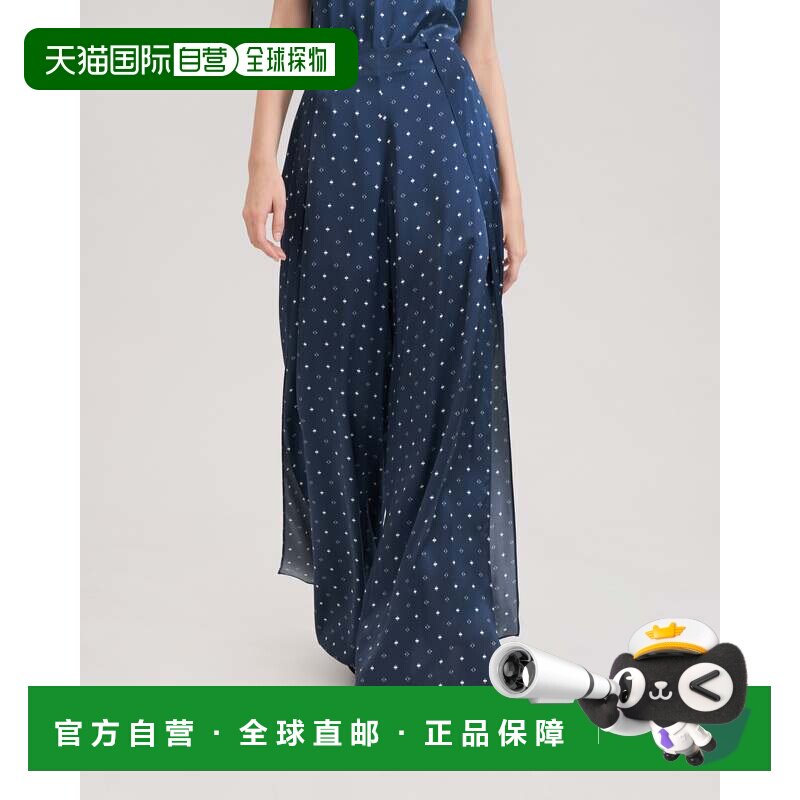 自营lilysilk女式真丝银杏阔腿裤 - 白钻蓝 美国奥莱直发