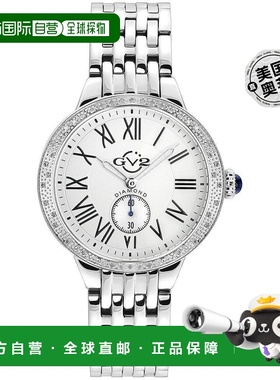 自营 GV2 Astor 女士银色表壳，白色表盘不锈钢手表 - 银色 美国