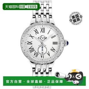 自营 GV2 Astor 女士银色表壳，白色表盘不锈钢手表 - 银色 美国