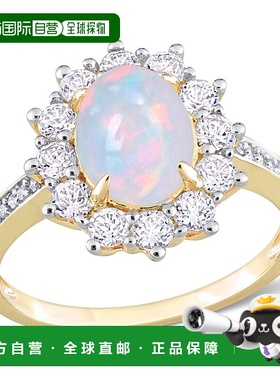 自营 mimi & max2 1/6 CT TGW 椭圆形蓝色埃塞俄比亚蛋白石和白色