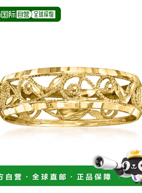 自营 Ross-Simons 意大利 18kt 黄金花丝叶永恒风格戒指 - 黄色