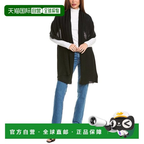 自营amicale cashmereAmicale羊绒流苏针织羊绒旅行包裹-黑色 美