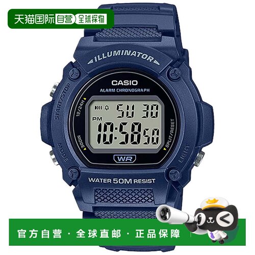 自营Casio Men's Classic Digital Watch with Blue Strap - W-21