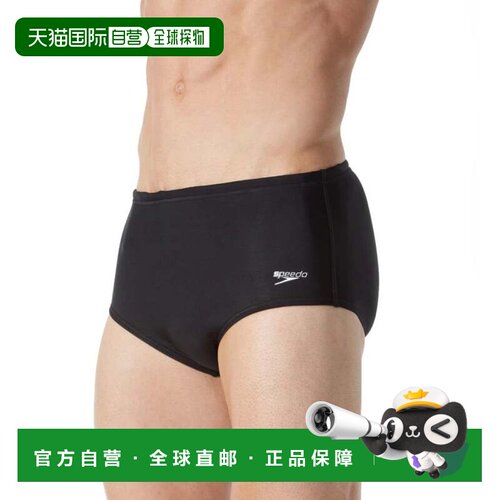 自营Speedo Powerflex潜水游泳简报男士黑色5英寸运动泳装SRT736-