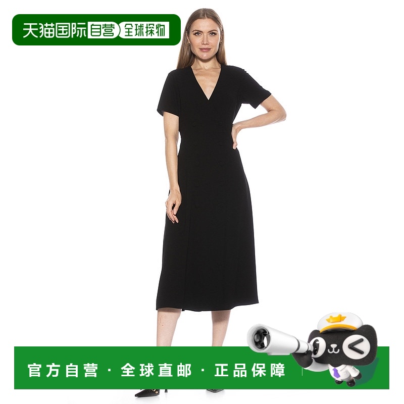 自营 alexia admorGracie V Neck Dress - black 美国奥莱直发