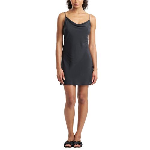 自营Natori Sleek Cowl Silk-Blend Chemise - black 美国奥莱直