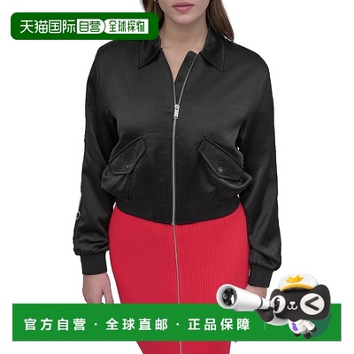自营DKNY Logo Bomber Jacket - black 美国奥莱直发夹克