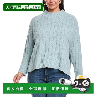 美国奥莱直发开衫 自营EILEEN 蓝色 Plus高领羊绒混纺毛衣 FISHER