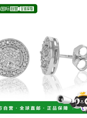 自营 vir jewels1/5 克拉实验室培育钻石耳钉圆形切割爪镶 0.925
