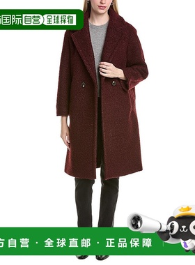 自营Tahari Ivy Medium Boucle Coat - Red 外套美国直发奥莱