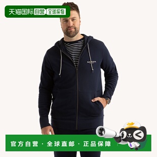 自营 Nautica男式大号高拉链羊毛连帽衫-海军蓝 美国奥莱直发卫衣