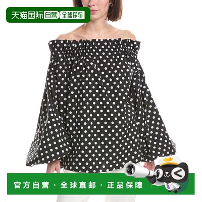 自营caroline constasCaroline Costas Adeline黑色上衣 美国奥莱