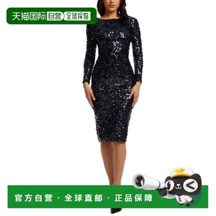 自营Dress The Population Emery Sheath Dress - navy multi 美