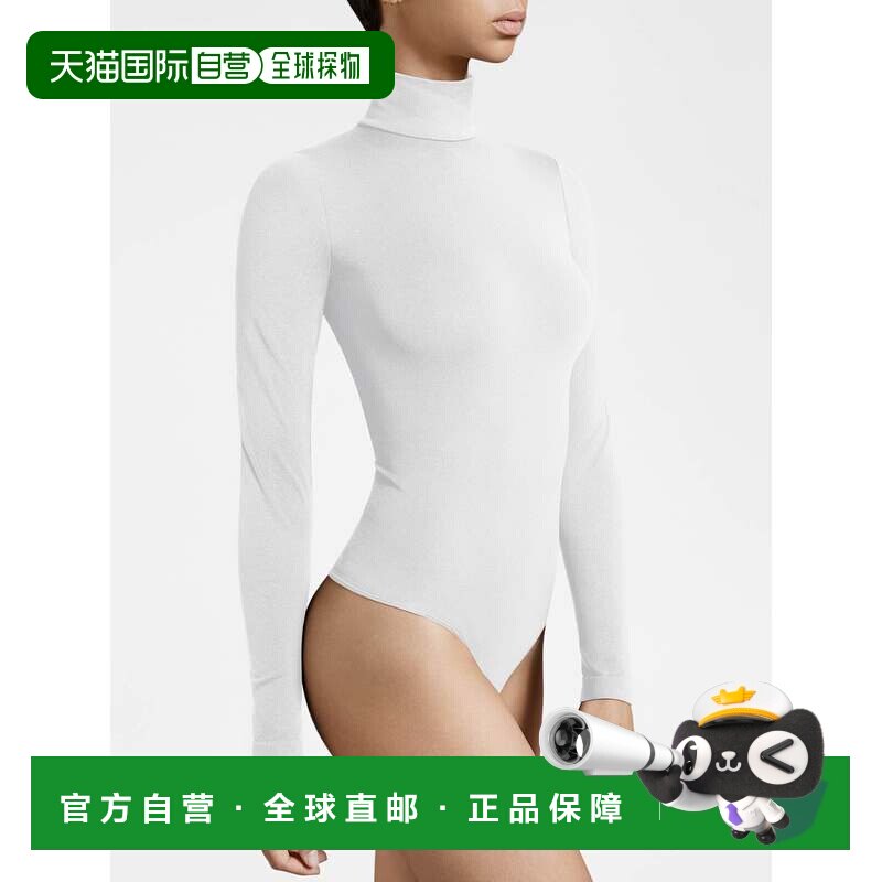 自营wolford高领细绳身-白色 美国奥莱直发性感连体衣