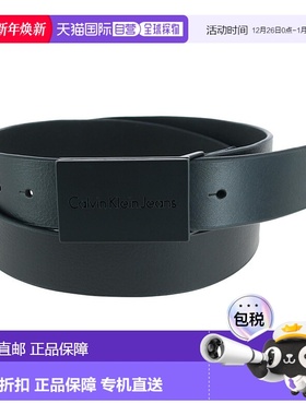 自营 calvin kleinMen's Casual Leather Plaque Buckle Belt - b