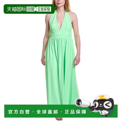自营susana monaco Halter Gathered Maxi Dress - green 美国奥