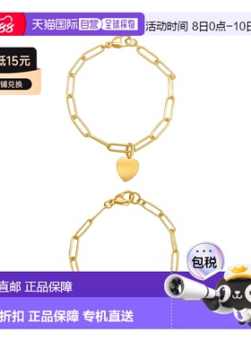 自营 Adornia Heart Paper Clip Chain Set gold yellow 美国奥莱