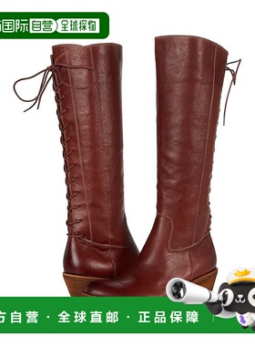 自营 Sofft Sharnell Boots女式棕色皮革圆头及膝高VER643-棕色